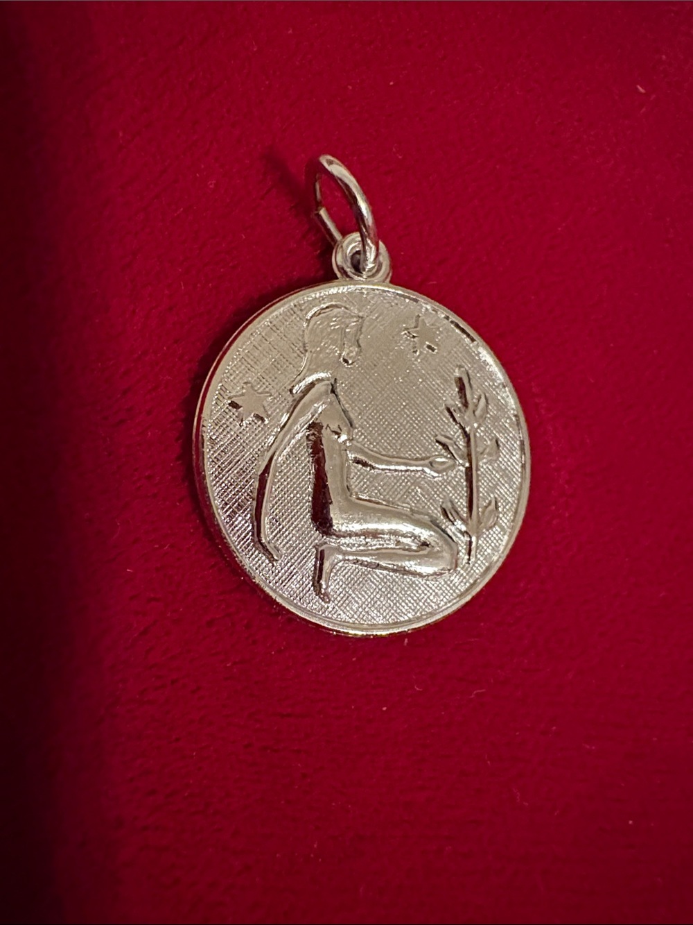 Vintage Sterling Silver VIRGO Pendant Charm.